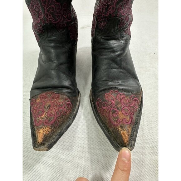 Old Gringo Distressed Embroidered Leather Tall Womens Boots 8.5 Read - Picture 6 of 10